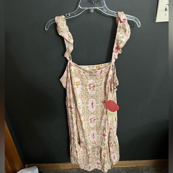 Agua Bendita Women's Dainty Floral Tile Print Flutter Sleeve Mini Dress NWT XXL - Picture 6 of 11